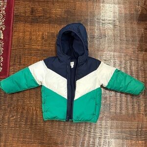 GAP Kids Puffer Jacket - Navy, White, Green